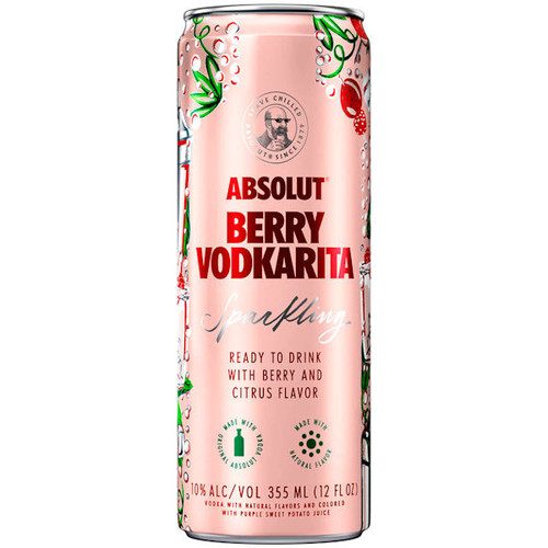 Absolut Vodka Berry Vodkarita Ready To Drink Cocktail 355ml 4-Pack